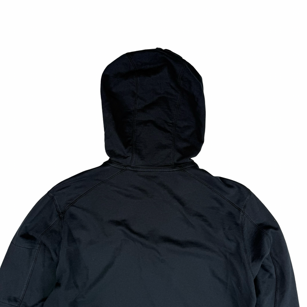 CP Company Black Cotton Lens Viewer Full Zip Hoodie - Medium