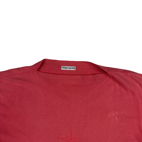 Stone Island 1986 Pink Cotton Spellout Vintage T Shirt - Large