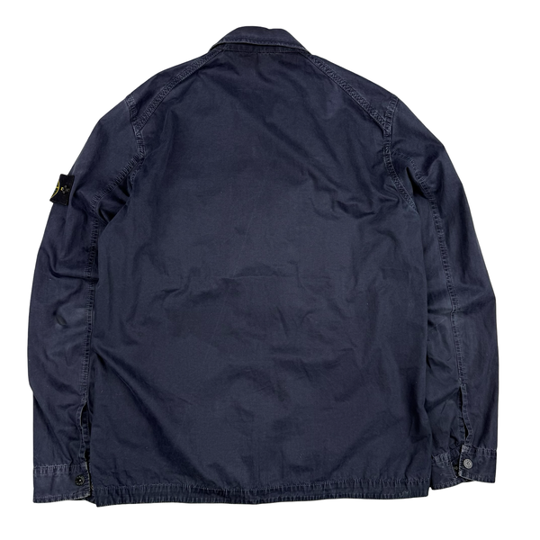 Stone Island  Navy Cotton Zipped Overshirt - Medium