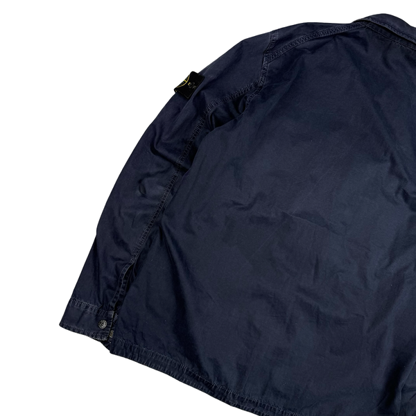 Stone Island  Navy Cotton Zipped Overshirt - Medium