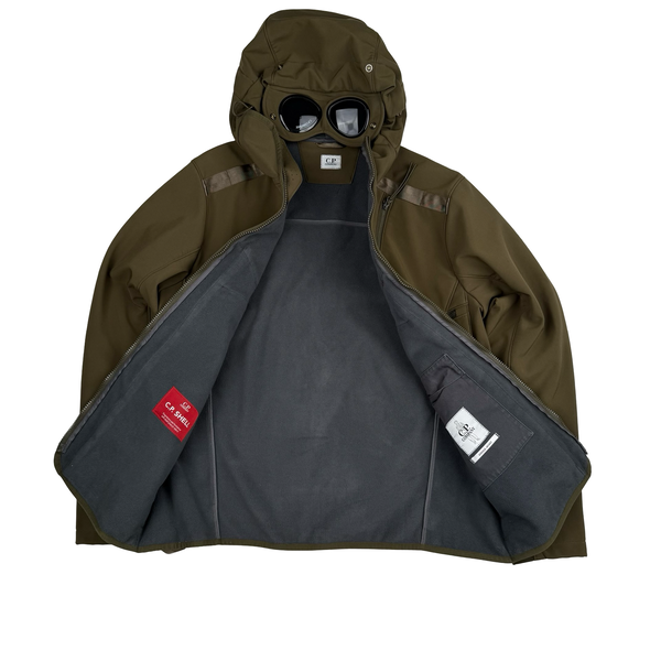 CP Company Khaki Fleece Lined Soft Shell Lens Jacket - Medium