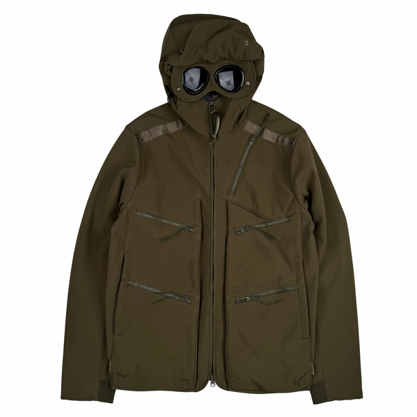 CP Company Khaki Fleece Lined Soft Shell Lens Jacket - Medium
