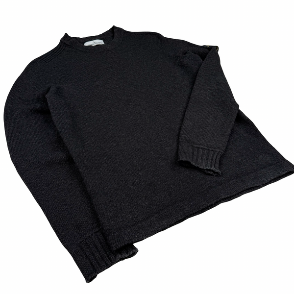 Stone Island Charcoal Wool Crewneck Jumper - Small