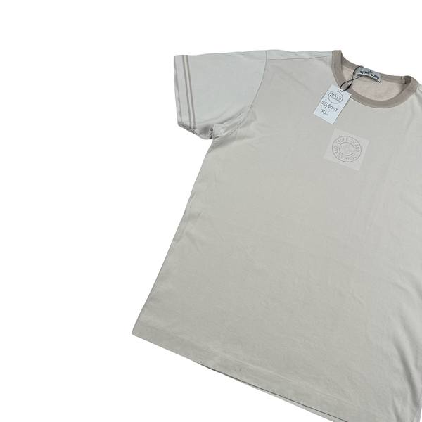 Stone Island 2019 Tela Plated Chalk Logo T Shirt - XL