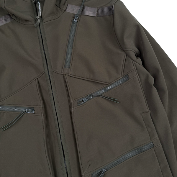 CP Company Khaki Fleece Lined Soft Shell Lens Jacket - Medium