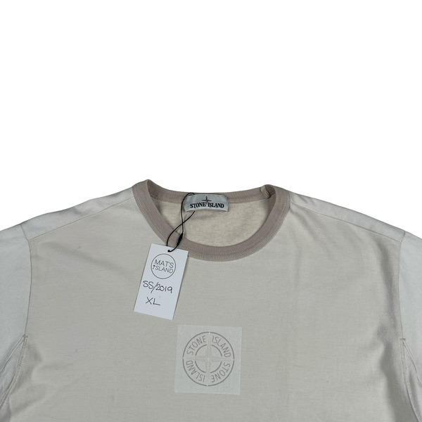 Stone Island 2019 Tela Plated Chalk Logo T Shirt - XL