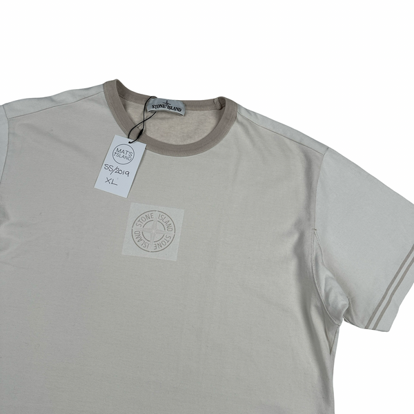 Stone Island 2019 Tela Plated Chalk Logo T Shirt - XL