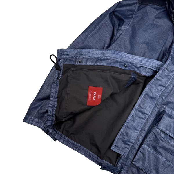 CP Company SS25 Weathered Blue Rafia Mille Nylon Goggle Watch Viewer  Jacket - XL