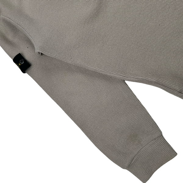 Stone Island 2001 Beige Wool Blend Vintage Ribbed Collared Jumper - Large