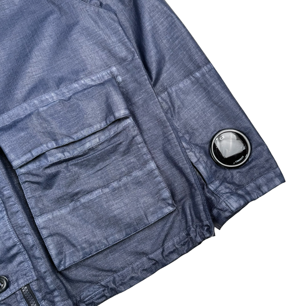 CP Company SS25 Weathered Blue Rafia Mille Nylon Goggle Watch Viewer  Jacket - XL