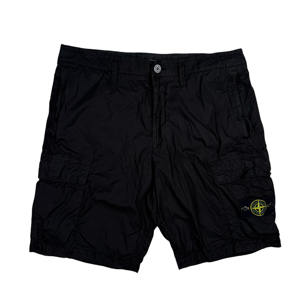 Stone Island Black Cotton Cargo Shorts - 36"