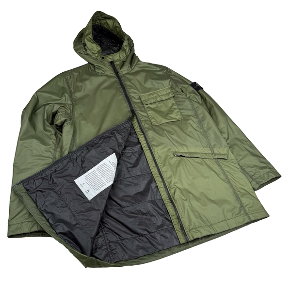 Stone Island 2022 Bio Based Ripstop Nylon Primaloft Green Hooded Jacket - Large