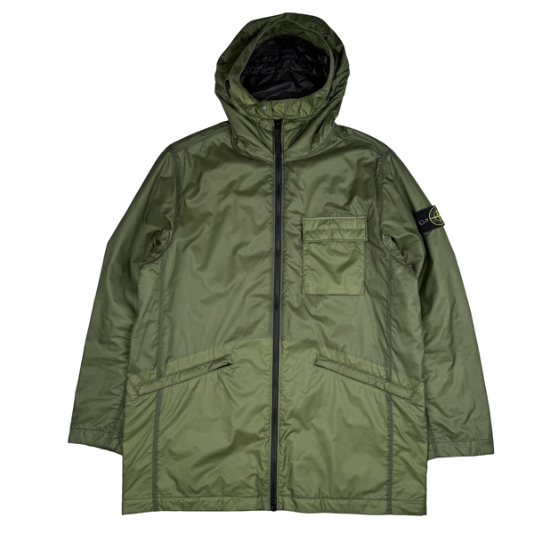 Stone Island 2022 Bio Based Ripstop Nylon Primaloft Green Hooded Jacket - Large