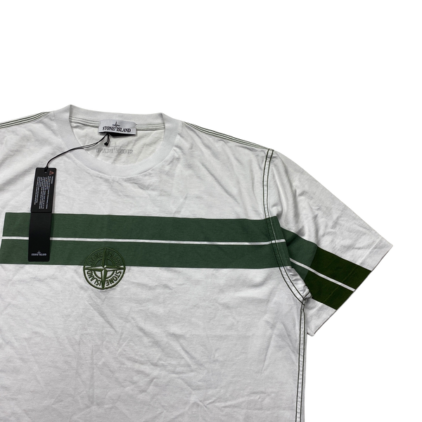 Stone Island 2022 White Contrast Stitch Spellout Cotton T Shirt - XXL