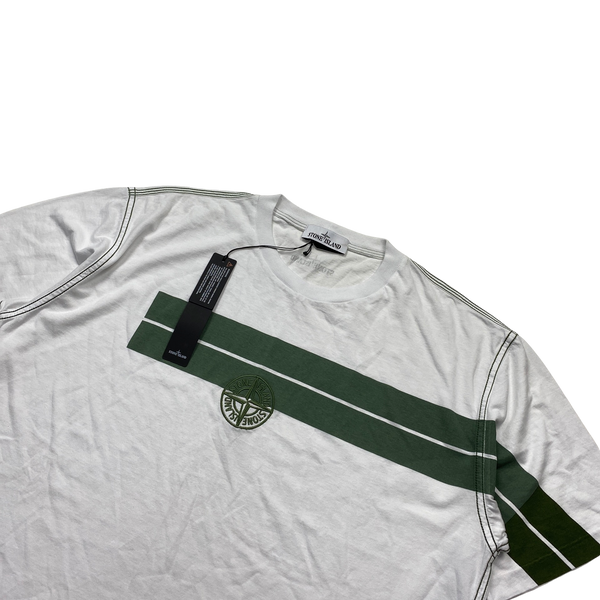 Stone Island 2022 White Contrast Stitch Spellout Cotton T Shirt - XXL