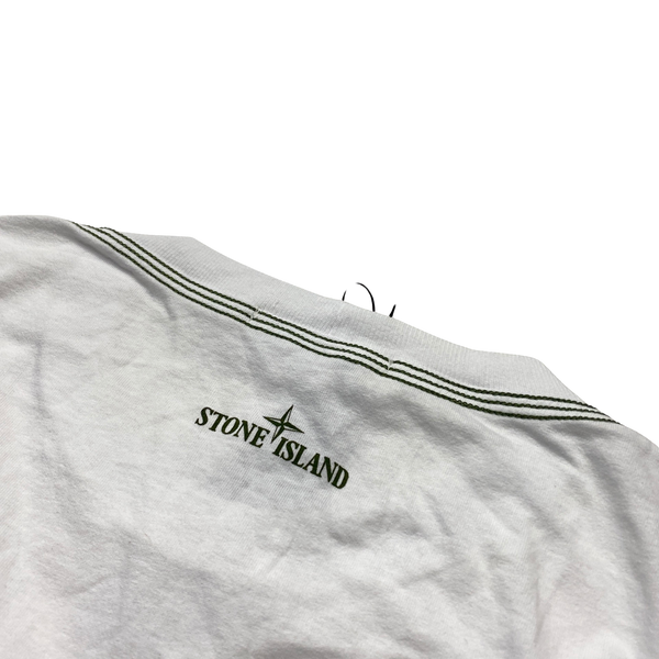 Stone Island 2022 White Contrast Stitch Spellout Cotton T Shirt - XXL
