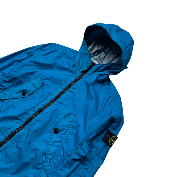 Stone Island Blue Membrana 3L TC Hooded Jacket - Medium
