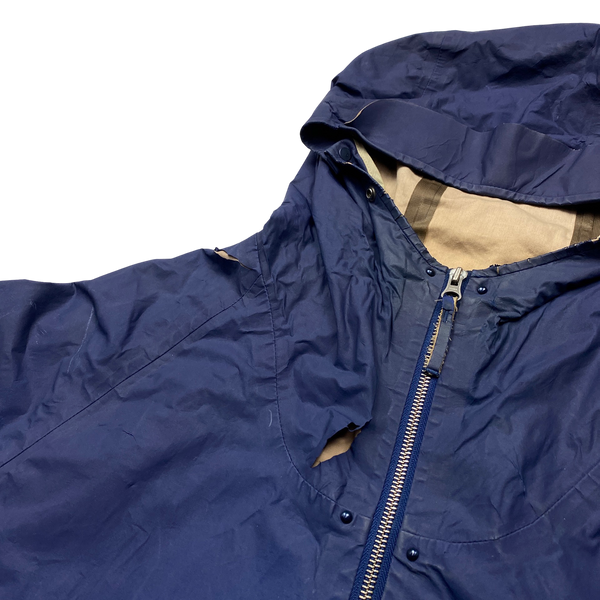 Stone Island 2006 Blue Antiqued Reflective Hooded Jacket - Large