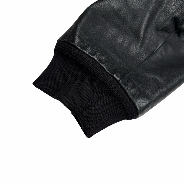 Aquascutum Black Leather Flight Bomber Jacket - XL