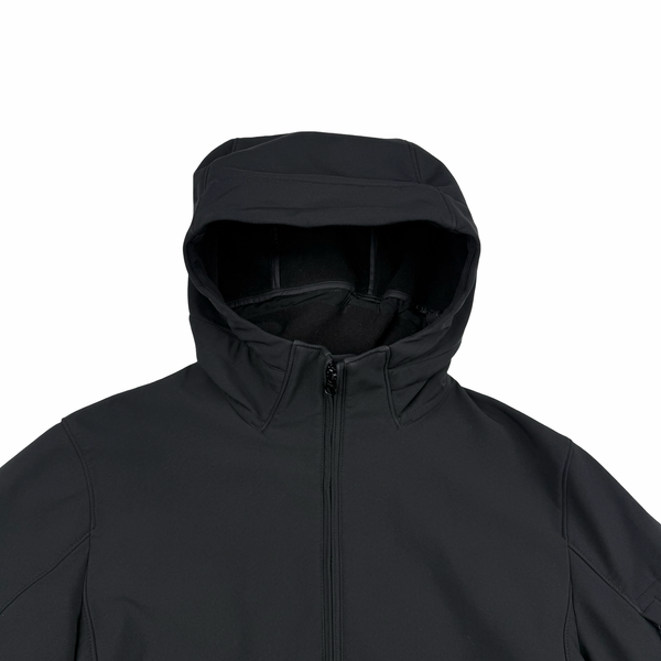CP Company Black Soft Shell R Goggle Hooded Zipped Jacket - Medium (48)