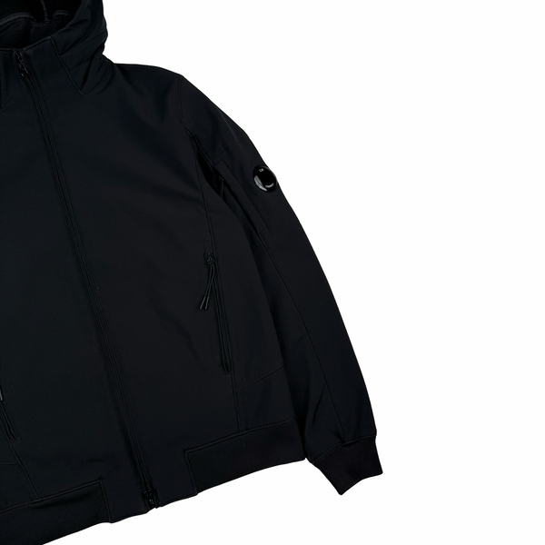 CP Company Black Soft Shell R Goggle Hooded Zipped Jacket - Medium (48)