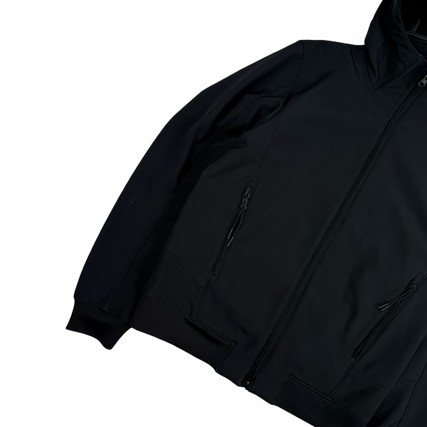 CP Company Black Soft Shell R Goggle Hooded Zipped Jacket - Medium (48)