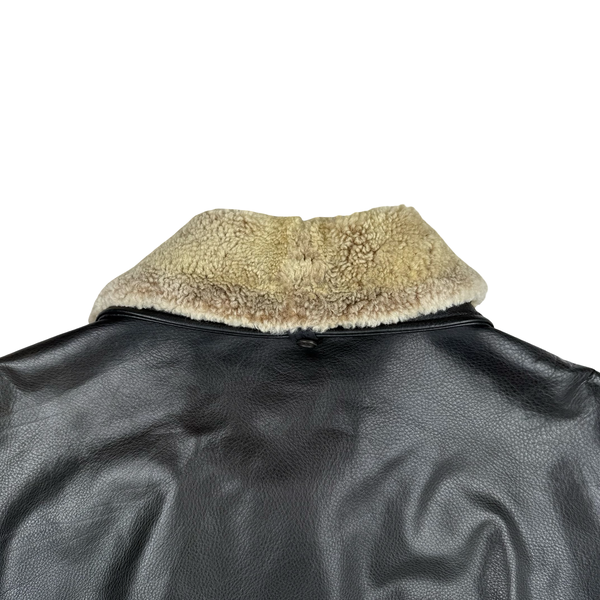 Aquascutum Black Leather Flight Bomber Jacket - XL