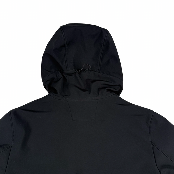CP Company Black Soft Shell R Goggle Hooded Zipped Jacket - Medium (48)