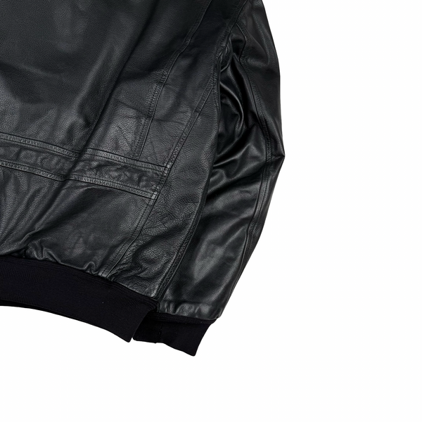 Aquascutum Black Leather Flight Bomber Jacket - XL