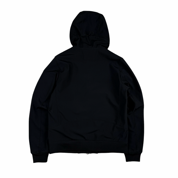 CP Company Black Soft Shell R Goggle Hooded Zipped Jacket - Medium (48)