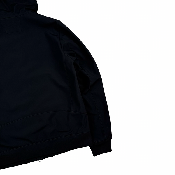 CP Company Black Soft Shell R Goggle Hooded Zipped Jacket - Medium (48)