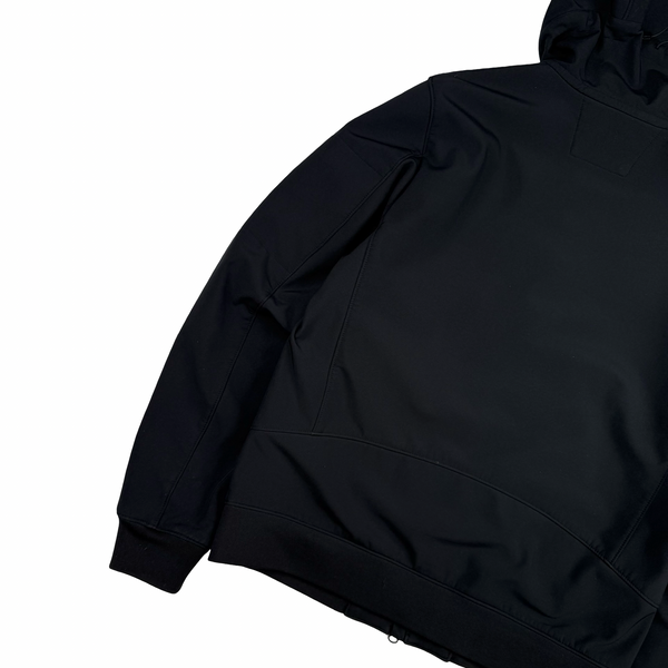 CP Company Black Soft Shell R Goggle Hooded Zipped Jacket - Medium (48)