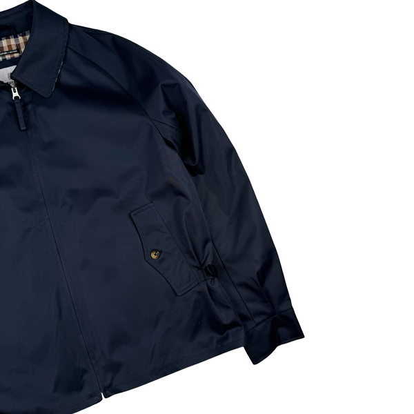 Aquascutum Active Checked Collar Cotton Navy Harrington Jacket - Small