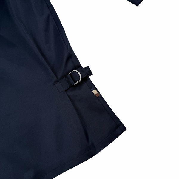 Aquascutum Active Checked Collar Cotton Navy Harrington Jacket - Small