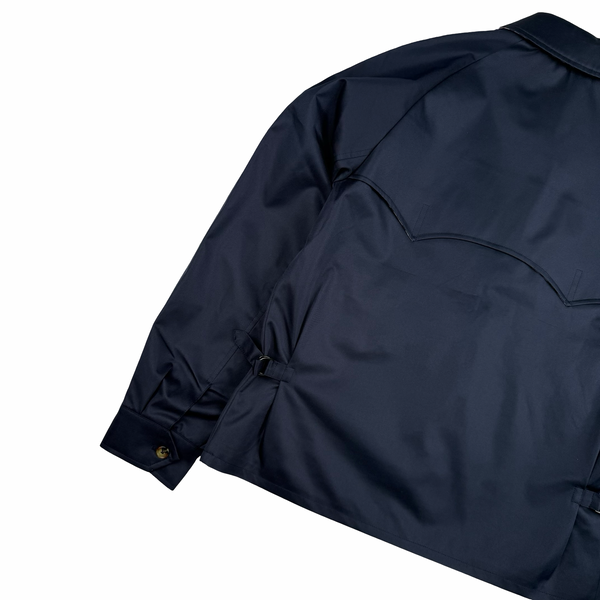 Aquascutum Active Checked Collar Cotton Navy Harrington Jacket - Small