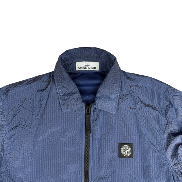 Stone Island Seersucker Blue/Purple Nylon Overshirt - Medium