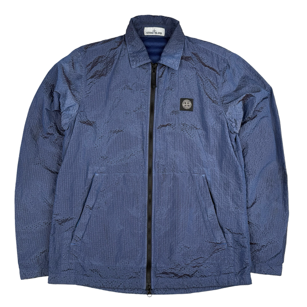 Stone Island Seersucker Blue/Purple Nylon Overshirt - Medium