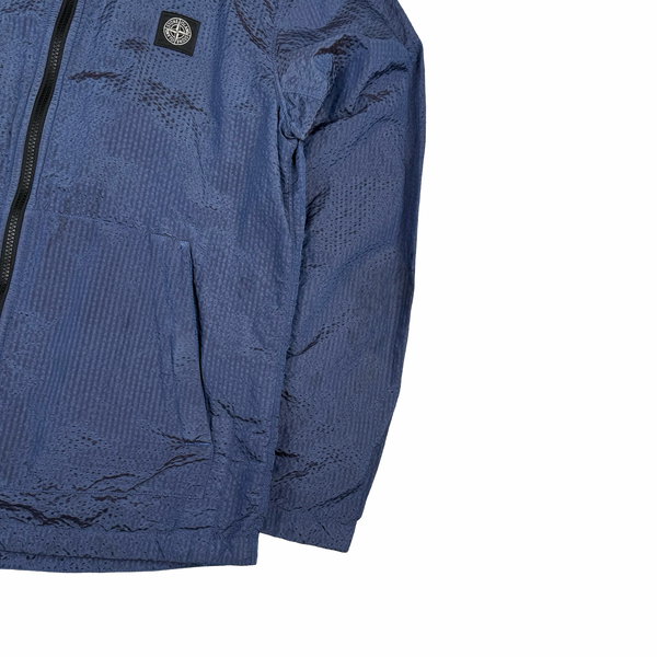 Stone Island Seersucker Blue/Purple Nylon Overshirt - Medium
