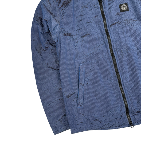 Stone Island Seersucker Blue/Purple Nylon Overshirt - Medium