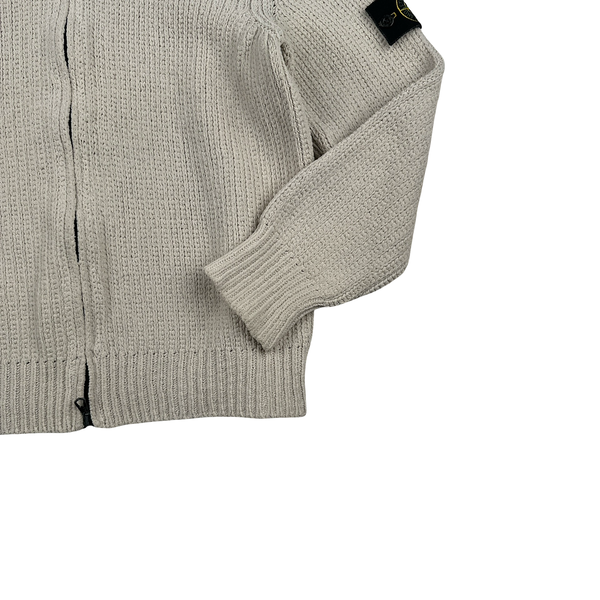 Stone Island 2001 Heavyweight Cream Zipped Thick Knit Jumper - Small