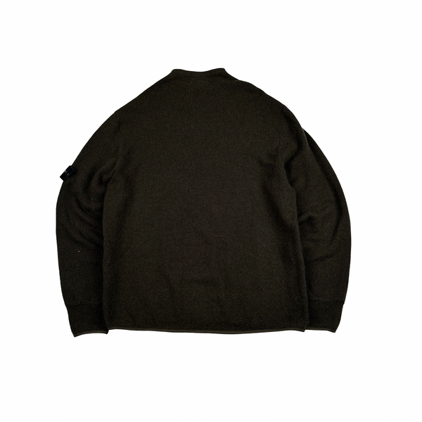 Stone Island 2002 Khaki Wool Blend Mock Neck Jumper - Large