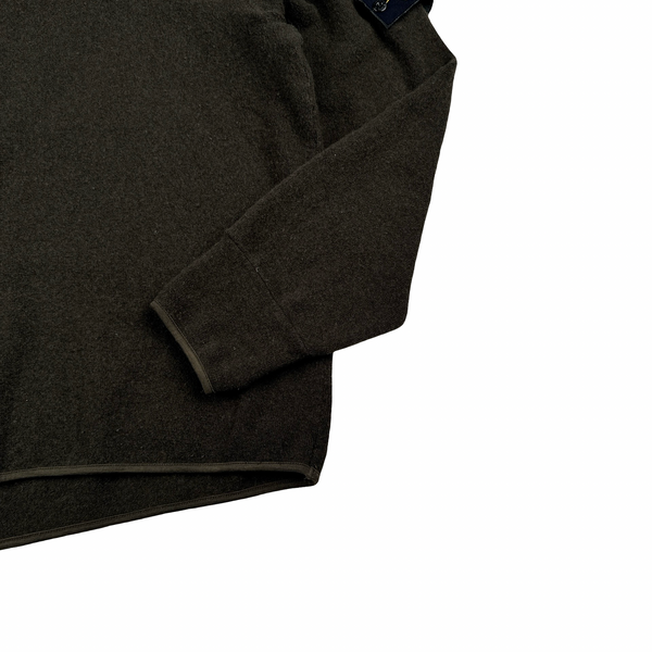 Stone Island 2002 Khaki Wool Blend Mock Neck Jumper - Large