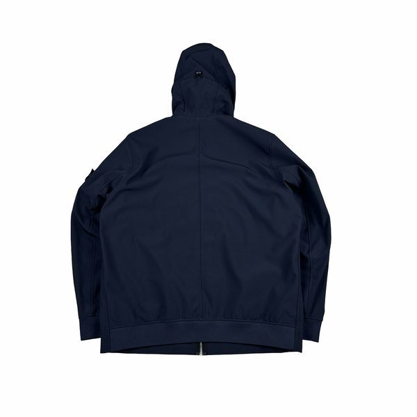 Stone Island Navy Soft Shell E Dye Hooded Jacket - XXL