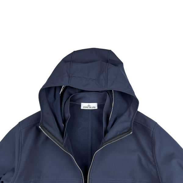 Stone Island Navy Soft Shell E Dye Hooded Jacket - XXL