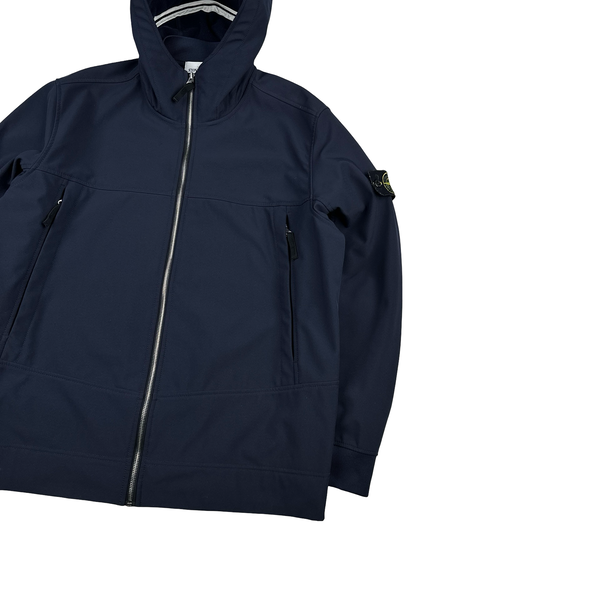 Stone Island Navy Soft Shell E Dye Hooded Jacket - XXL