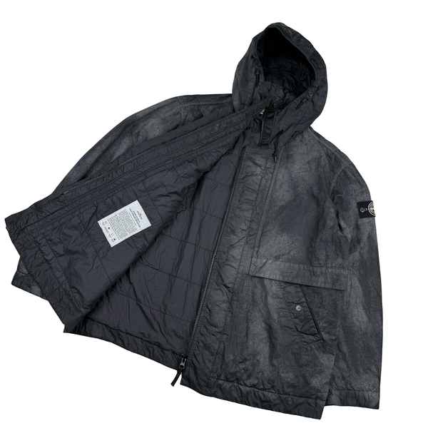 Stone Island 2026 Primaloft Dense Nylon-TC Hand Sprayed Reflective hooded Jacket - Large