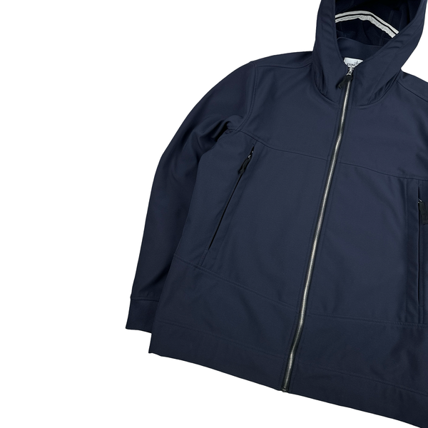 Stone Island Navy Soft Shell E Dye Hooded Jacket - XXL