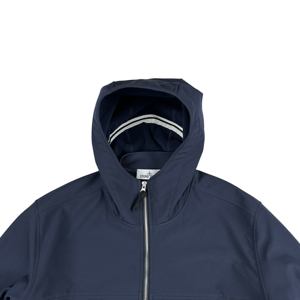 Stone Island Navy Soft Shell E Dye Hooded Jacket - XXL