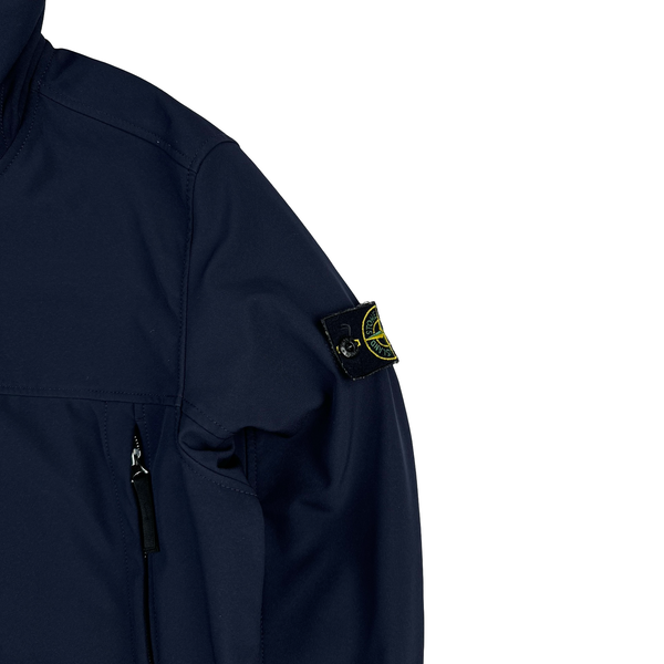 Stone Island Navy Soft Shell E Dye Hooded Jacket - XXL