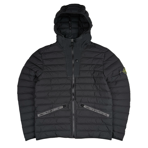 Stone Island 2019 Black Loom Woven Down Puffer Jacket - Medium